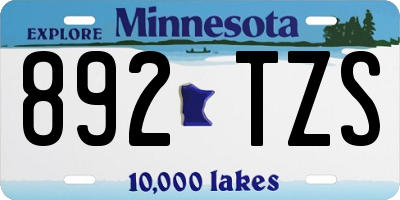 MN license plate 892TZS