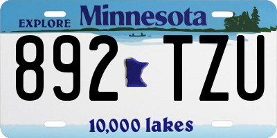 MN license plate 892TZU