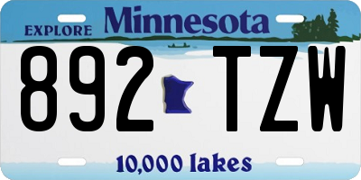 MN license plate 892TZW