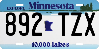 MN license plate 892TZX