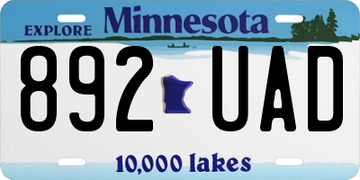 MN license plate 892UAD