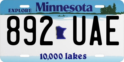 MN license plate 892UAE