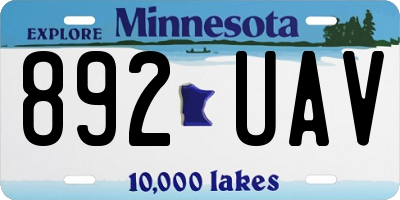 MN license plate 892UAV