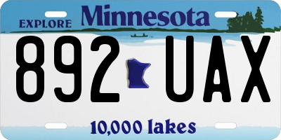 MN license plate 892UAX