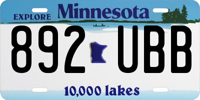 MN license plate 892UBB