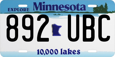 MN license plate 892UBC