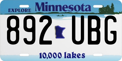 MN license plate 892UBG