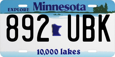 MN license plate 892UBK