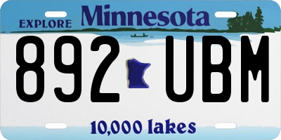 MN license plate 892UBM