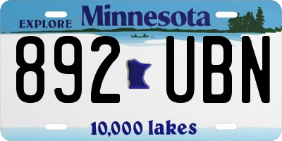 MN license plate 892UBN