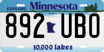 MN license plate 892UBO