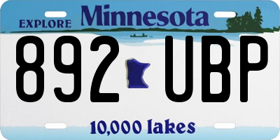 MN license plate 892UBP
