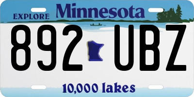 MN license plate 892UBZ