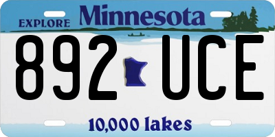 MN license plate 892UCE