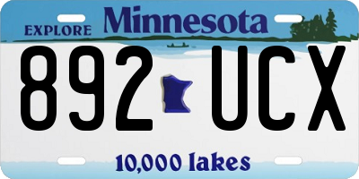 MN license plate 892UCX