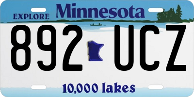 MN license plate 892UCZ