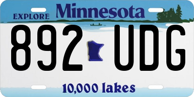 MN license plate 892UDG