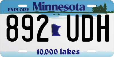 MN license plate 892UDH