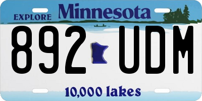 MN license plate 892UDM