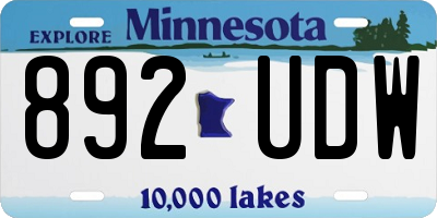 MN license plate 892UDW