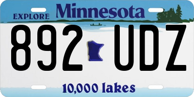 MN license plate 892UDZ