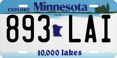 MN license plate 893LAI