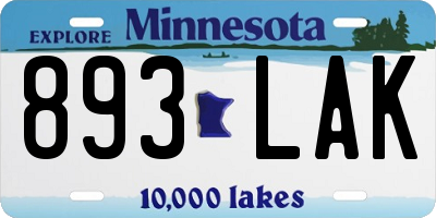 MN license plate 893LAK