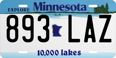 MN license plate 893LAZ
