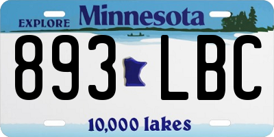 MN license plate 893LBC