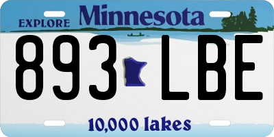 MN license plate 893LBE