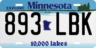 MN license plate 893LBK