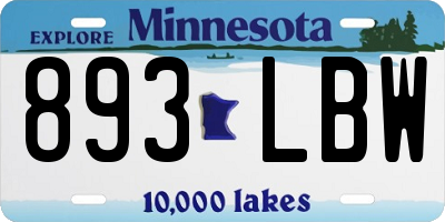 MN license plate 893LBW