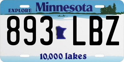 MN license plate 893LBZ