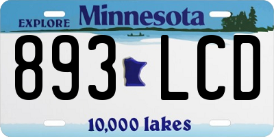 MN license plate 893LCD