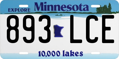 MN license plate 893LCE