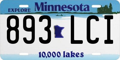 MN license plate 893LCI