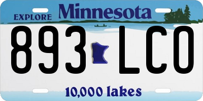 MN license plate 893LCO