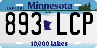 MN license plate 893LCP
