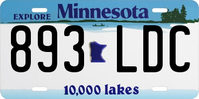 MN license plate 893LDC