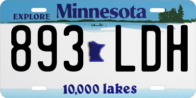 MN license plate 893LDH