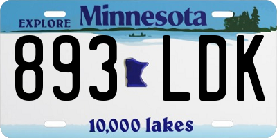 MN license plate 893LDK