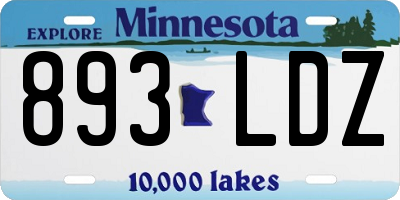MN license plate 893LDZ