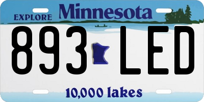 MN license plate 893LED