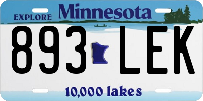 MN license plate 893LEK