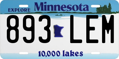 MN license plate 893LEM