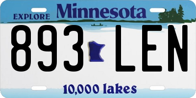 MN license plate 893LEN