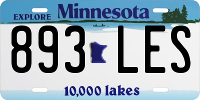 MN license plate 893LES