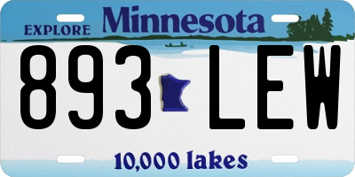 MN license plate 893LEW