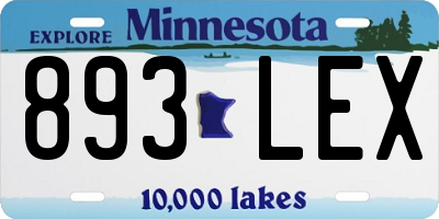 MN license plate 893LEX