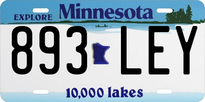 MN license plate 893LEY